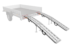 Najazdy składane UNITRAILER ALR003 rampy najazdowe aluminiowe do przyczepy lawety 221cm 680kg z pasem i podpórką komplet 2szt