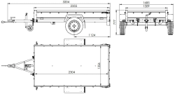 Przyczepka samochodowa na resorach 230x125 UNITRAILER GARDEN 230/R KIPP z burtami BIS, stelażem H-0 i pokrowcem szarym