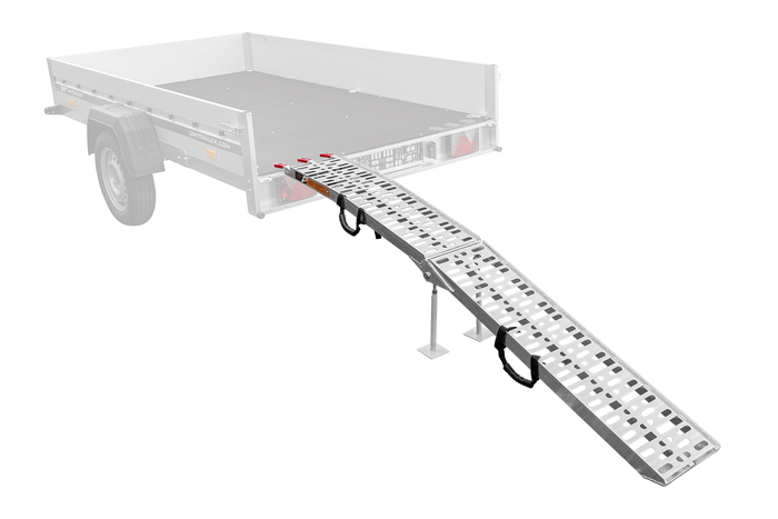 Najazd składany UNITRAILER ALR003 rampa najazdowa aluminiowa do przyczepy lawety 221cm 340kg z pasem i podpórką