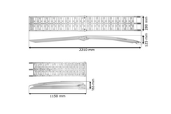 Najazdy składane UNITRAILER ALR003 rampy najazdowe aluminiowe do przyczepy lawety 221cm 680kg z pasem i podpórką komplet 2szt