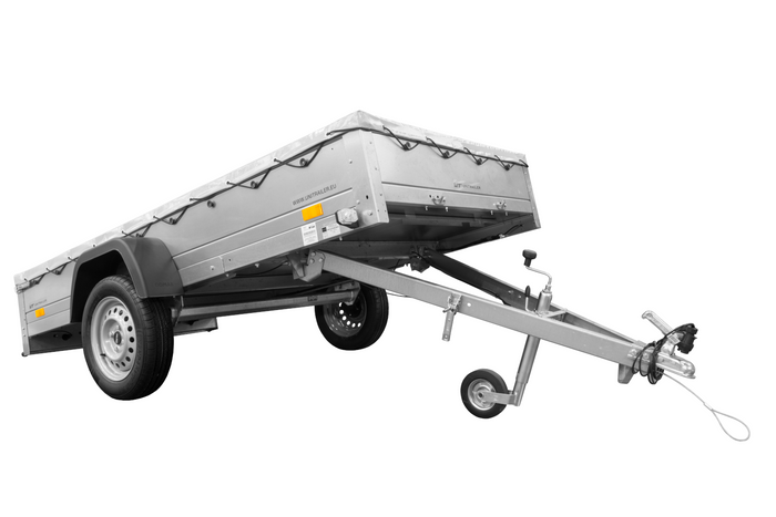 Przyczepka samochodowa 264x125 UNITRAILER GARDEN 264 KIPP ze stelażem H-0 i pokrowcem szarym
