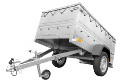 Przyczepka samochodowa 200x106 UNITRAILER GARDEN 200 KIPP z burtami BIS i pokrowcem szarym