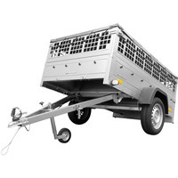 Przyczepka jednoosiowa 200x125 UNITRAILER GARDEN 201 KIPP z burtami siatkowymi i pokrowcem szarym