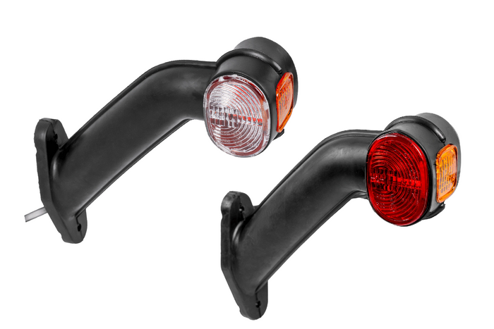 Lampy obrysowe ASPÖCK SUPERPOINT II lewa+prawa na gumowym wysięgniku z bocznym przewodem