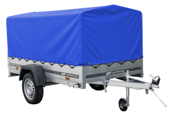 Przyczepka lekka 230x125 UNITRAILER GARDEN 230 KIPP ze stelażem H-800 i pokrowcem niebieskim