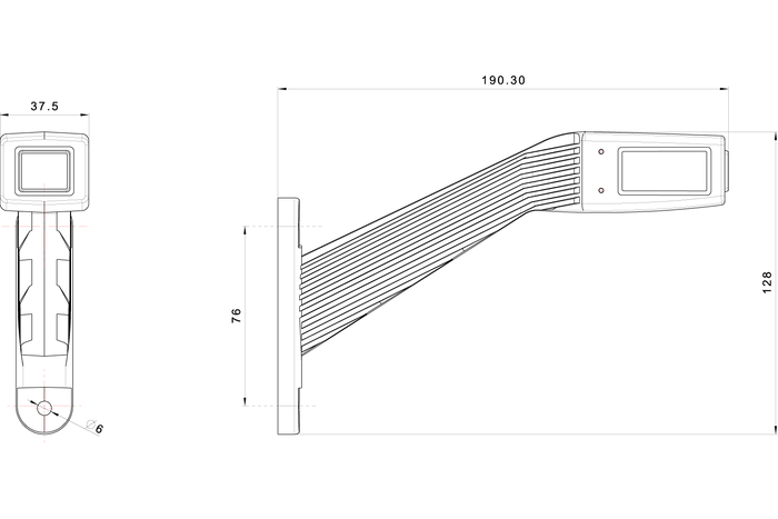 Lampa obrysowa FRISTOM FT-145 LED prawa na gumowym wysięgniku