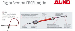 Linka hamulcowa cięgno Bowdena AL-KO 247289 szybki montaż 1620/1816mm