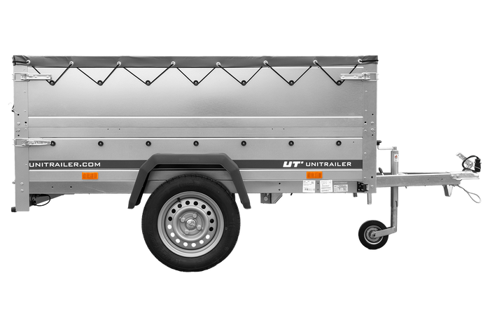 Przyczepka lekka 200x125 UNITRAILER GARDEN 201 KIPP z burtami BIS i pokrowcem szarym