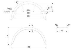 Komplet dwóch błotników do przyczepy 15-16" DE HAAN HR 2480 nadkola 800/240mm