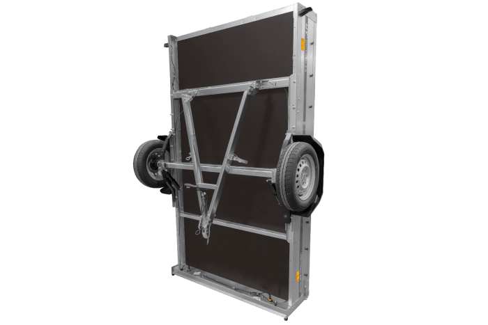 Przyczepka jednoosiowa na resorach 264x150 UNITRAILER GARDEN 265/R KIPP ze stelażem H-800 i pokrowcem szarym