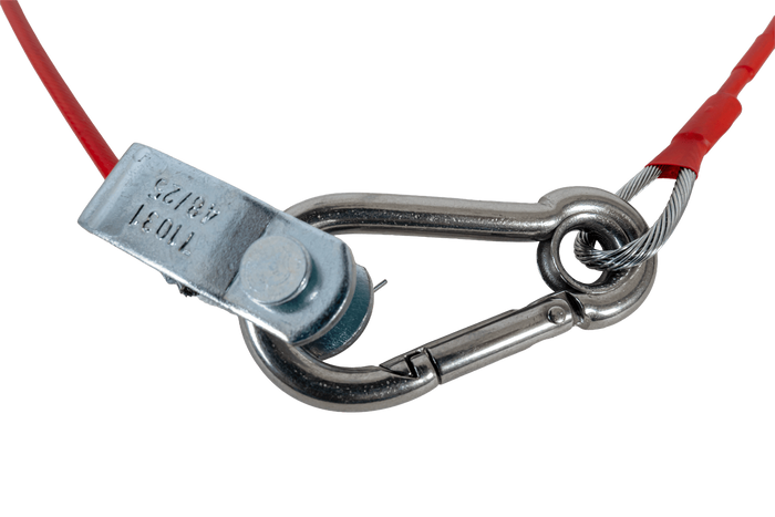 Linka zrywu awaryjna zabezpieczająca KNOTT zrywka z karabińczykiem 1200mm