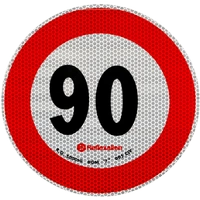 Naklejka nalepka odblaskowa LAMPA ograniczenie prędkości do 90 km/h znak B-33